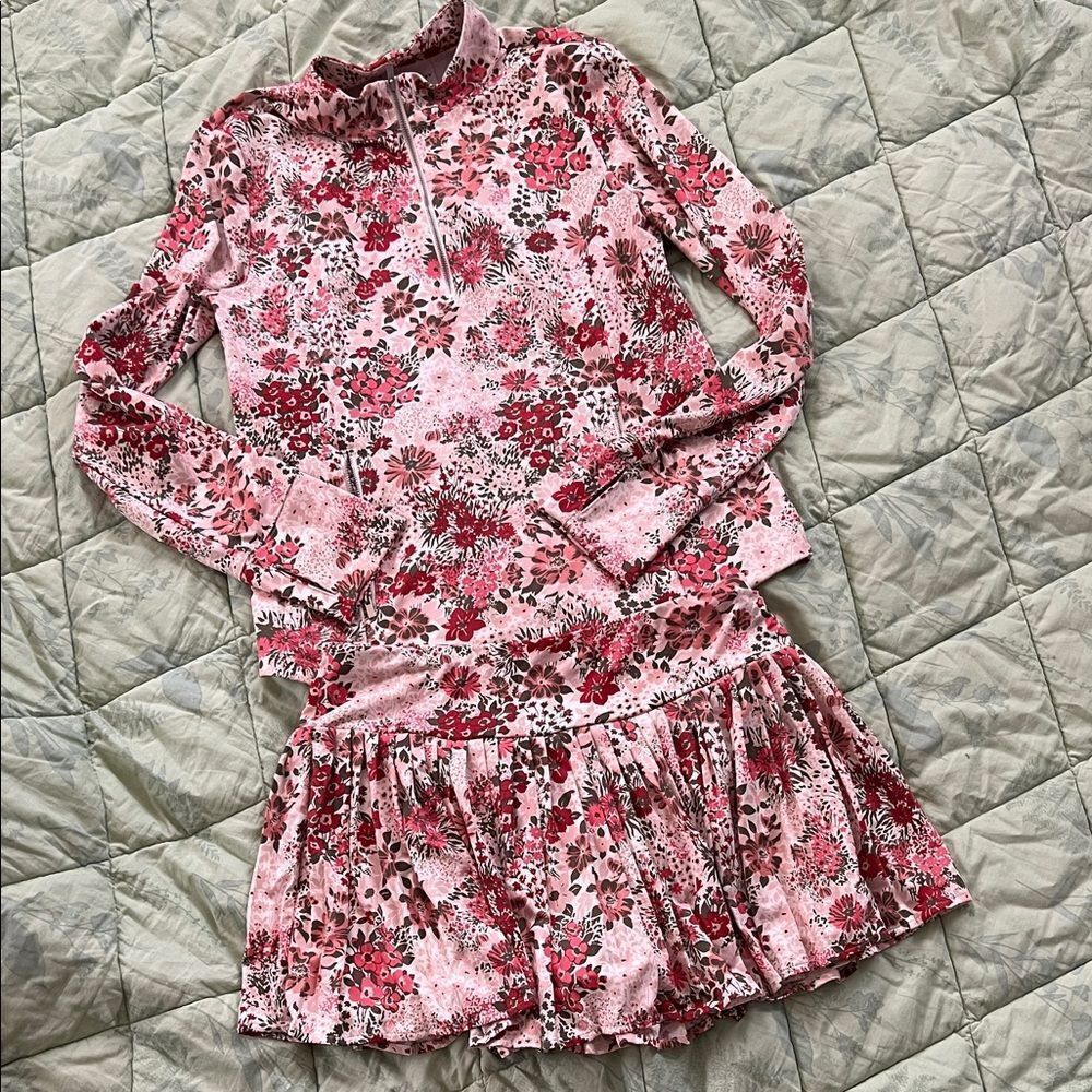 Laura Ashley Floral Pink Long jacket and skirt Dress